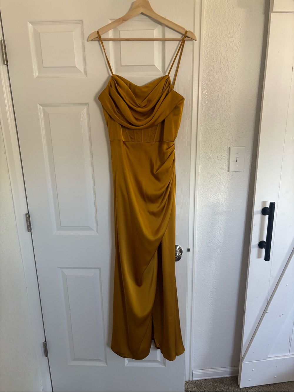 Birdy Grey Carrie Matte Satin dress size M in butterscotch